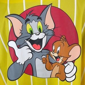 Tom And Jerry Yellow Gold Graphic Baseball Jersey Womens 3X